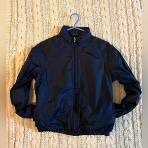 Tommy Jeans Athletics, navy lined windbreaker, hood folded in zipper collar, XS